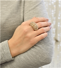 Stříbrný prsten s krystaly Swarovski zlatý 35028.5 Au