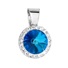 Stříbrný přívěsek s krystaly Swarovski modrý kulatý 34251.5