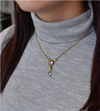 Stříbrný náhrdelník s krystaly Swarovski barevná kapka 72051.3