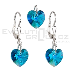 Sada šperků s krystaly Swarovski náušnice a přívěsek blue srdce 39003.3