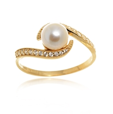 Dámský prsten ze žlutého zlata s perlou PR0362F + DÁREK ZDARMA