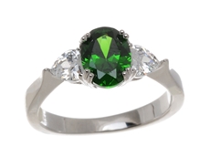 Dámský stříbrný prsten se zelenými zirkony STRP0324F