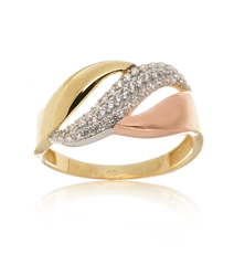 Dámský zlatý prsten se zirkony PR0409F + DÁREK ZDARMA