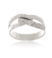 Dámský prsten z bílého zlata s čirými zirkony PR0410F + DÁREK ZDARMA