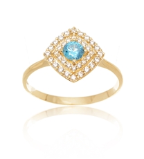 Dámský prsten ze žlutého zlata se modrým zirkonem PR0416F + DÁREK ZDARMA