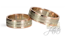 Moderní snubní prsteny zlaté dvoubarevné 0089 + DÁREK ZDARMA