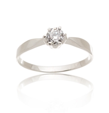 Dámský prsten z bílého zlata s čirým zirkonem PR0434F + DÁREK ZDARMA