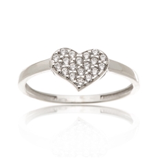 Zlatý prsten srdce s čirými zirkony PR0437F + DÁREK ZDARMA