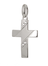 Stříbrný přívěšek kříž se zirkony STRZ0703F