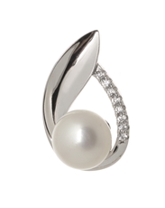 Stříbrný přívěšek s bílou perlou a zirkony STRZ0710F