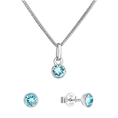 Sada šperků s krystaly Swarovski náušnice, řetízek a přívěsek modré 39177.3 lt. turquoise