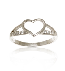 Dámský stříbrný prsten srdce se zirkony 67883F