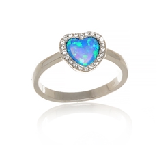 Dámský stříbrný opálový prsten srdce 66718F