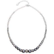 Perlový náhrdelník šedý s Preciosa krystaly 32008.3