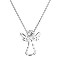 Stříbrný náhrdelník anděl se Swarovski krystalem 32080.1 bílý 
