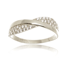 Dámský prsten z bílého zlata s čirými zirkony PR0470F + DÁREK ZDARMA