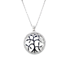 Stříbrný náhrdelník se zirkony strom života 12033.1 crystal