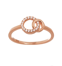 Dámský stříbrný prsten pozlacený růžovým zlatem s čirými zirkony STRP0361F