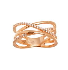 Dámský stříbrný prsten pozlacený růžovým zlatem s čirými zirkony STRP0364F