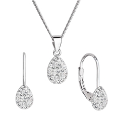 Sada šperků s krystaly Swarovski náušnice, řetízek a přívěsek bílý 79045.1 crystal