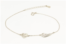 Dámský stříbrný náramek s andělským křídlem a srdíčkem 19-22 cm STNA0398F