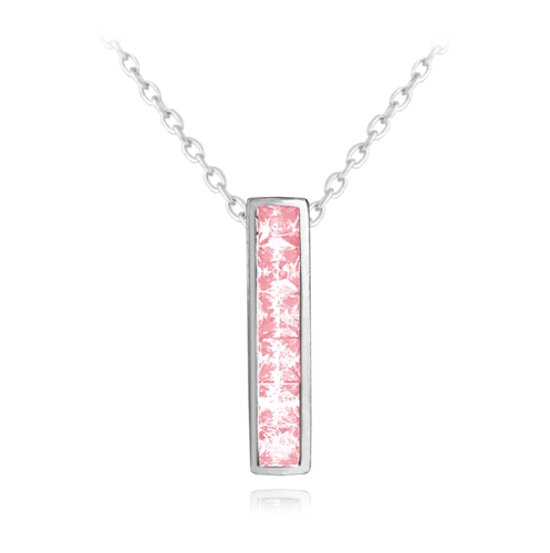 Stříbrný náhrdelník s růžovými zirkony JMAN0025PN45