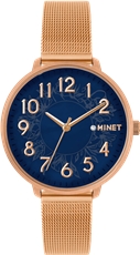 Dámské hodinky MINET PRAGUE Blue Flower MESH MWL5176 + Dárek zdarma