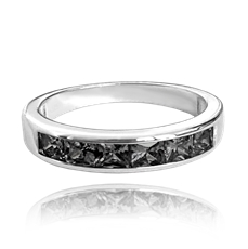Stříbrný prsten s černými zirkony JMAN0025NR