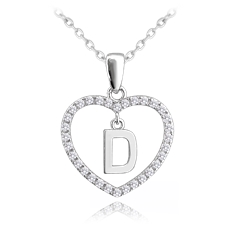 Stříbrný náhrdelník se srdíčkem a písmenem D JMAS900DSN45