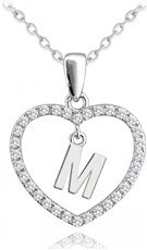 Stříbrný náhrdelník se srdíčkem a písmenem M JMAS900MSN45