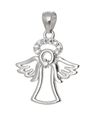 Stříbrný přívěšek anděl se zirkony AGH156
