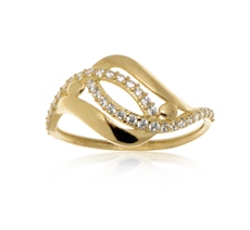 Dámský prsten ze žlutého zlata s čirými zirkony PR0486F + DÁREK ZDARMA
