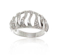 Široký stříbrný prsten se zirkony STRP0412F + dárek zdarma