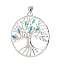 Stříbrný přívěšek strom života s opály STRZ0789F + dárek zdarma