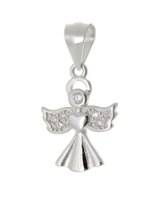 Stříbrný přívěšek anděl se zirkony STRZ0799F 