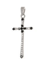 Stříbrný přívěšek kříž s černými a čirými zirkony STRZ0813F