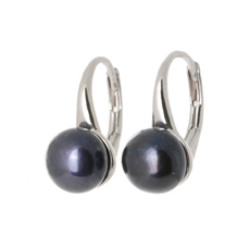 Dámské stříbrné naušnice s černou perlou STNAU1097F