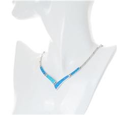 Dámský stříbrný náhrdelník s modrými opály STNAH211F + dárek zdarma
