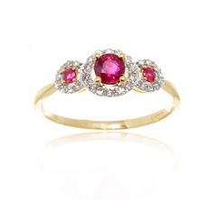 Zlatý prsten s rubíny a diamanty L'amour Diamonds JR12059RBY13 + dárek zdarma