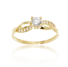 Dámský prsten ze žlutého zlata se zirkony PR0508F + DÁREK ZDARMA