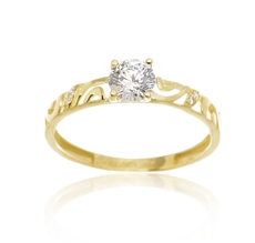 Dámský prsten ze žlutého zlata se zirkony PR0509F + DÁREK ZDARMA
