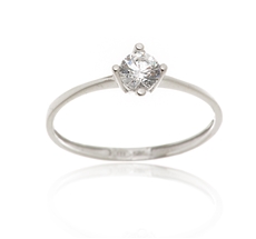 Dámský prsten z bílého zlata s čirým zirkonem PR0511F + DÁREK ZDARMA