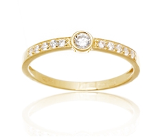 Dámský prsten ze žlutého zlata s čirými zirkony PR0517F + DÁREK ZDARMA