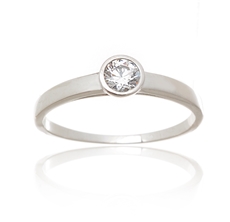 Dámský prsten z bílého zlata s čirým zirkonem PR0522F + DÁREK ZDARMA