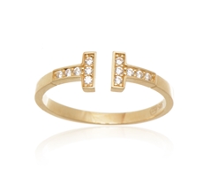 Dámský prsten ze žlutého zlata se zirkony PR0532F + DÁREK ZDARMA